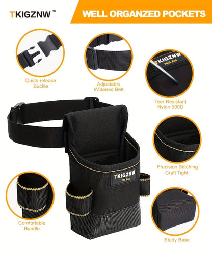 Tool Belt Pouch Heavy Duty Electrician | Adjustable Strap Multi-Compartment Organizer with Zipper | Professional Tool Bag for Plumbers