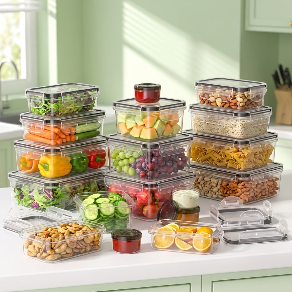 Food Storage Containers with Lids Airtight Plastic Meal Prep Containers Stackable Leak Proof BPA Free for Pantry Kitchen Refrigerator
