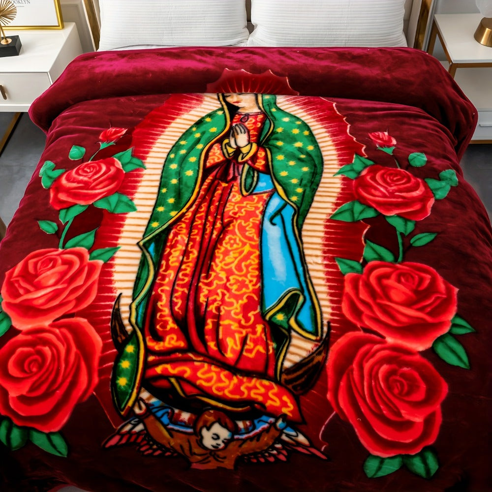 Reversible Plush Blanket 2-Ply 520GSM Milk Velvet - Queen King Size Blanket with Vibrant Animal & Floral Designs