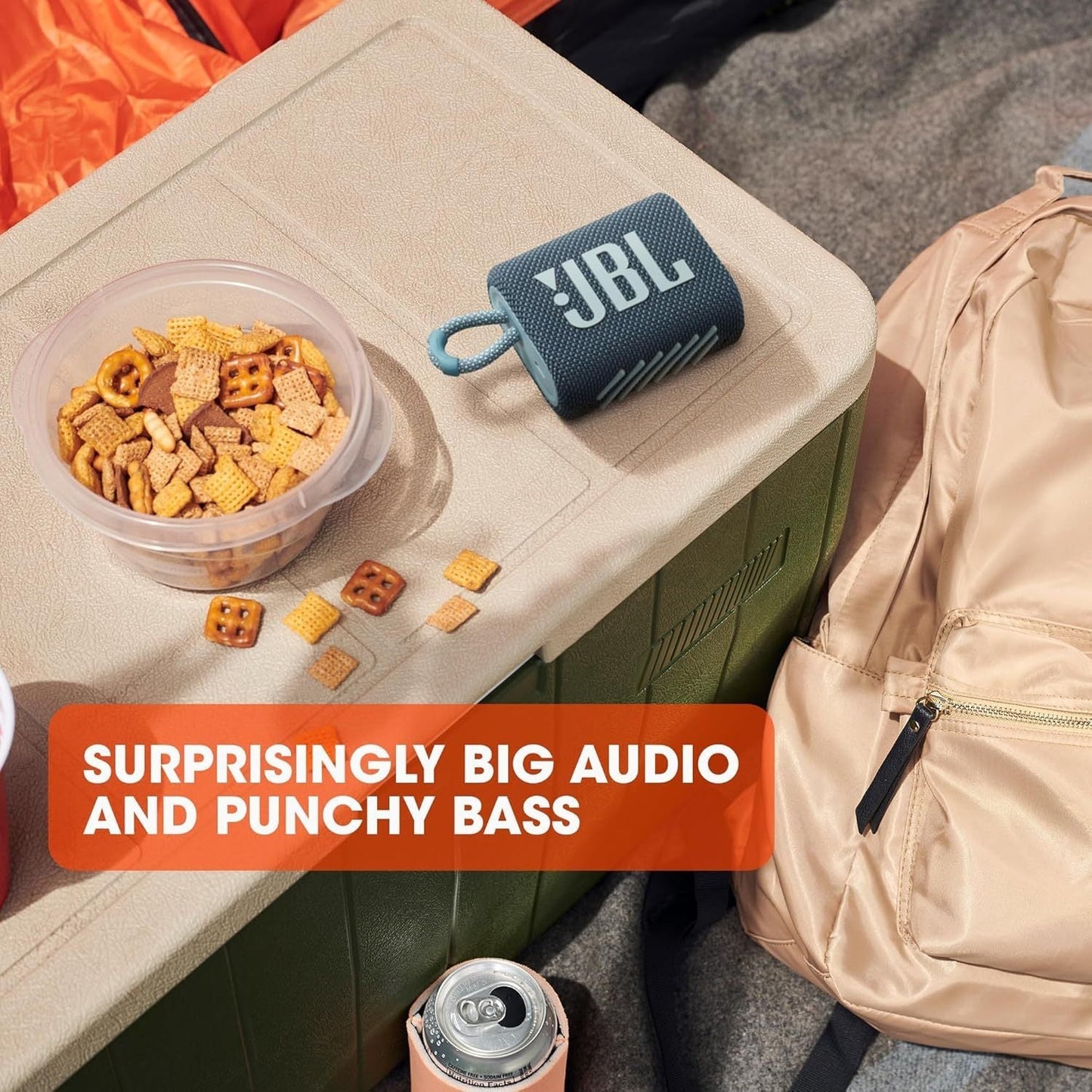 Bluetooth Speaker JBL Go 3 with IP67 Rating, USB-C Charging, Carry Loop, Five-Hour Runtime and Four Colors