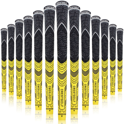 Midsize Golf Grips Set 13 Pack – All Weather Hybrid Rubber Golf Club Grips with Ecological Yarn Thread Technology, Multiple Colors