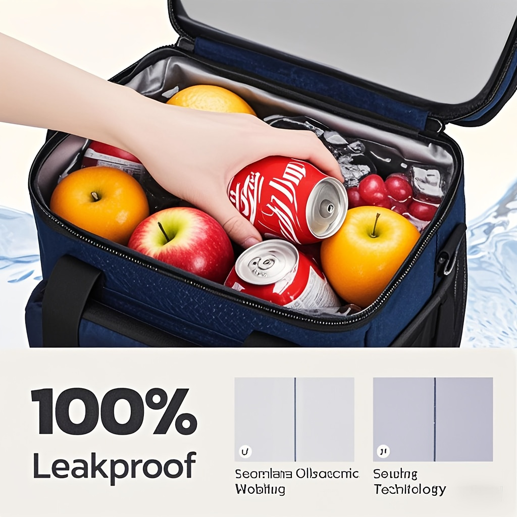 19L Triple-Compartment Lunch Bag with Three Stacked Zippers, Shoulder Strap and Four Color Options