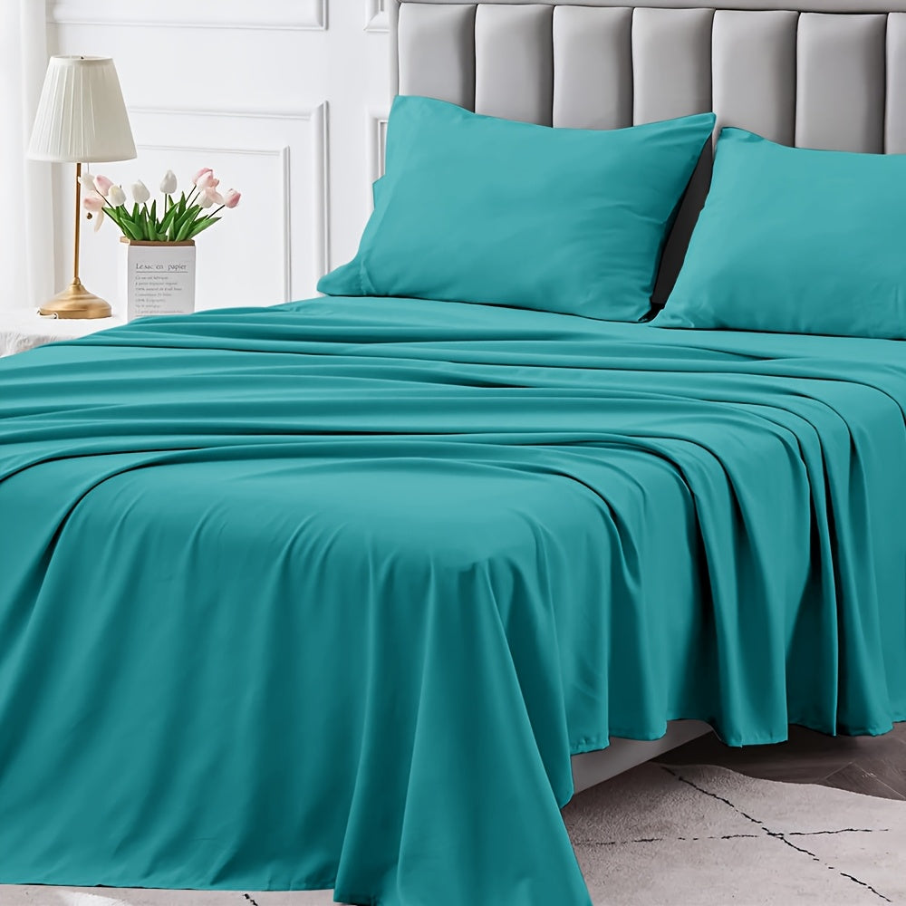 Bed Sheet Set Microfiber with Size-Dependent 3- or 4-Piece Contents, Four Bed Sizes and Eleven Colors