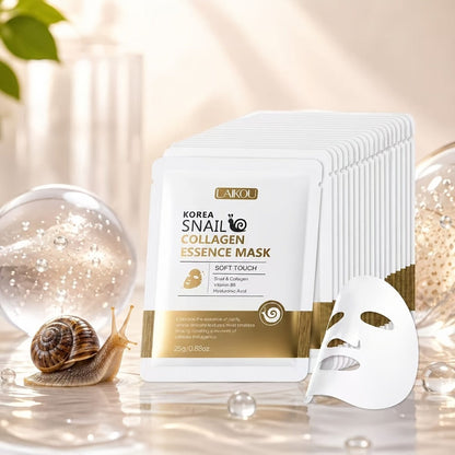 Face Mask, LAIKOU 20-Piece Snail Collagen Sheet Set with Individually Packed Facial Mask Sachets