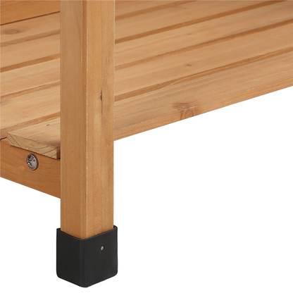 Garden Potting Table 4-Tier with Removable Sink, Adjustable Shelf, Drawer & Side Hooks, Outdoor Planter Stand for Yard Greenhouse in Wood