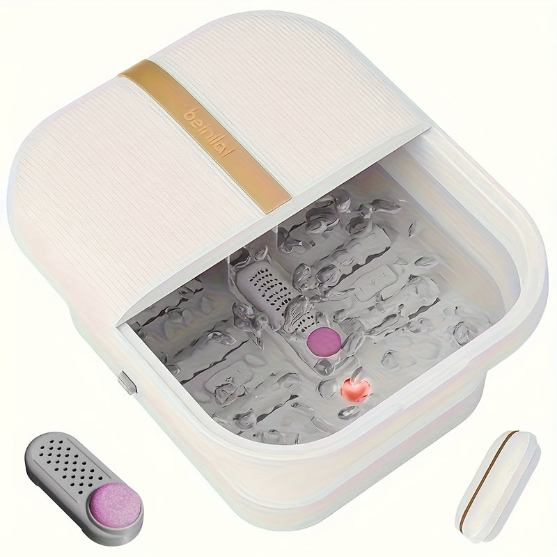 Foldable Foot Spa Bath Massager with Heating, Temperature-Controlled Foot Soak Basin with Massage Rollers