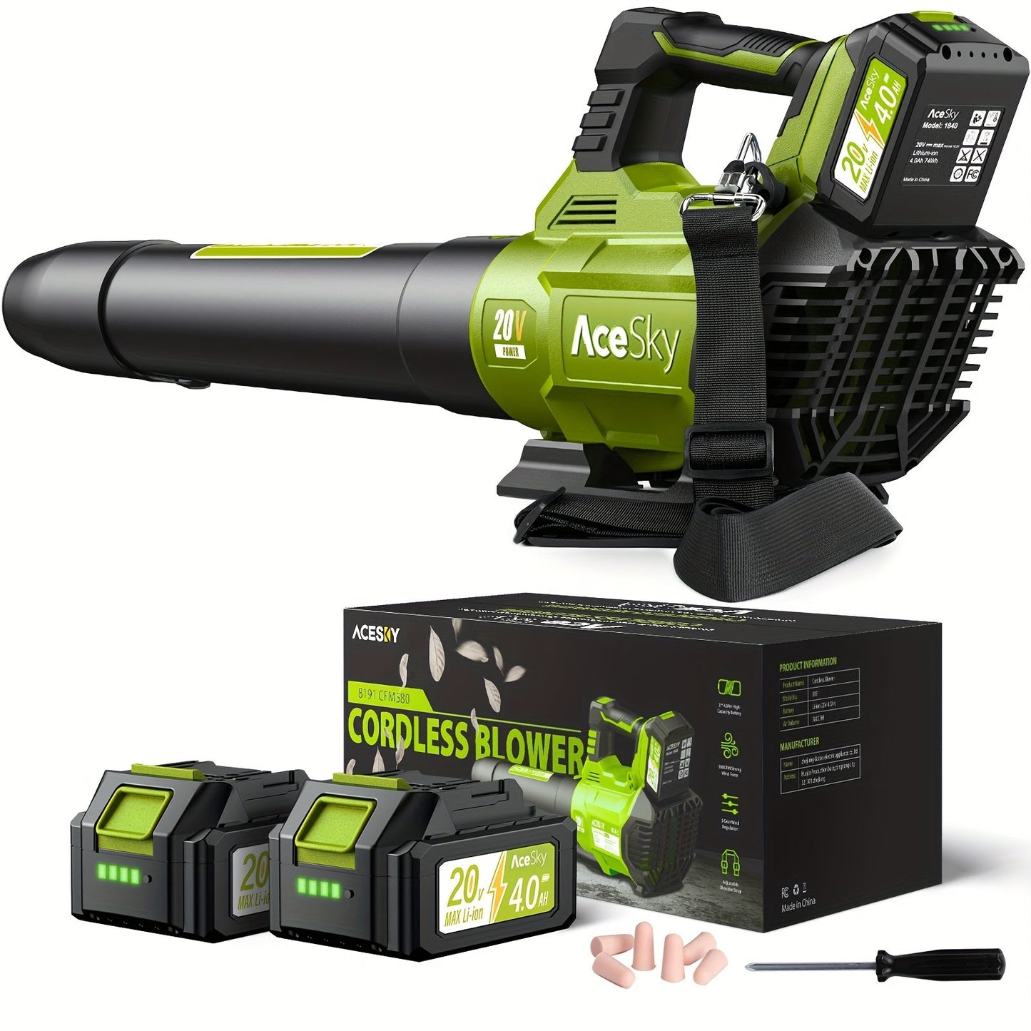 Cordless Leaf Blower 580CFM 160MPH, 2×4.0Ah Battery Powered, 3-Speed Adjustable for Garden, Patio and Yard Use