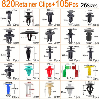 Car Retainer Clips Push Fasteners Kit Bumper Plastic Rivets Assortment for Auto Interior Exterior Trim Panel Body Clips – 113 to 928 Pcs