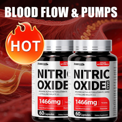 Nitric Oxide Supplement for Men, 800mg AAKG L-Arginine L-Citrulline Beetroot Capsules, Natural Energy & Focus Formula