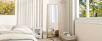 Full Length Mirror Floor Mirror with Stand, Aluminum Alloy Frame Full Body Mirror, Standing Hanging or Leaning Against Wall for Bedroom