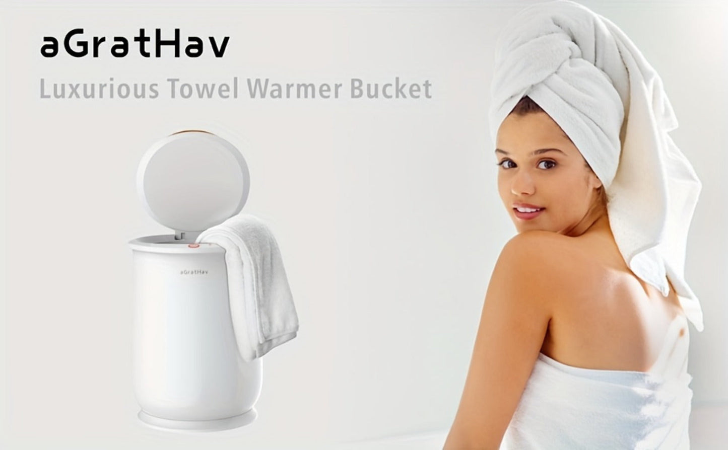 Electric Towel Warmer Bucket Ultra Large Capacity Fits Two 40x70 Towels ETL FCC Certified 1-Min Heat Auto Shut-Off Silent Spa Bathroom