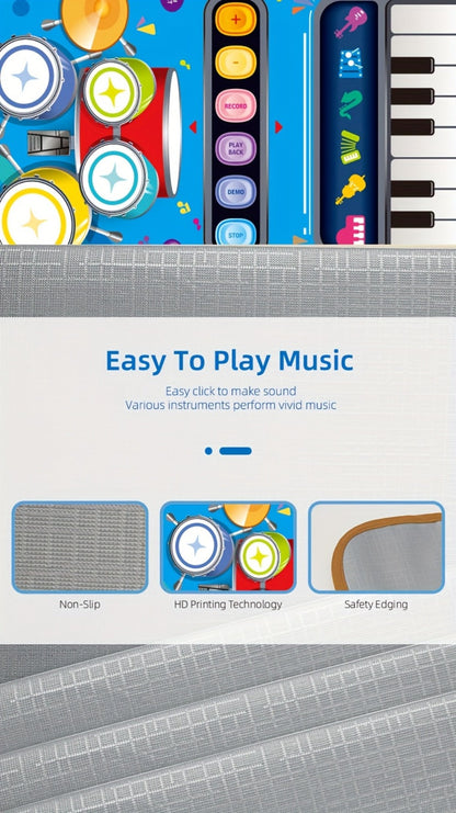 Kids Electronic Drum Music Mat, Multifunctional Musical Toy for Skill Development & Family Bonding
