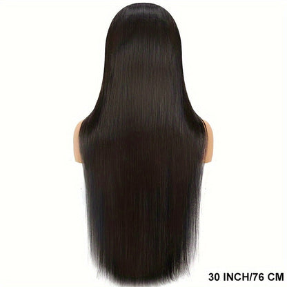 Straight Human Hair Wig with 4x4 Lace Closure, Center Part and Black 16–36 Inch Length Options