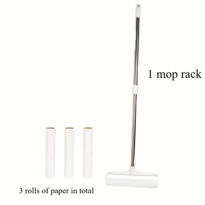 Pet Hair Remover Roller Mop Set 4pcs Lint Roller Long Handle with 3 Refill Rolls Retractable Cat Dog Hair Removal for Floor Sofa Carpet