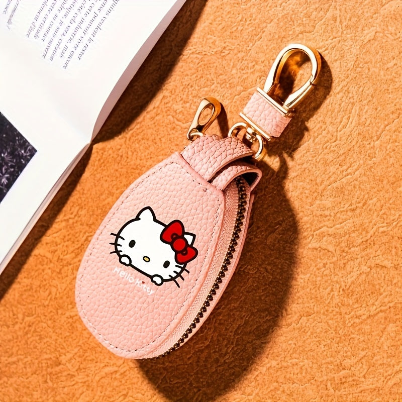 Hello Kitty Key Bag Car Key Organizer – Compact Keychain Pouch with Golden Zipper, Multi-Functional Key Storage Wallet