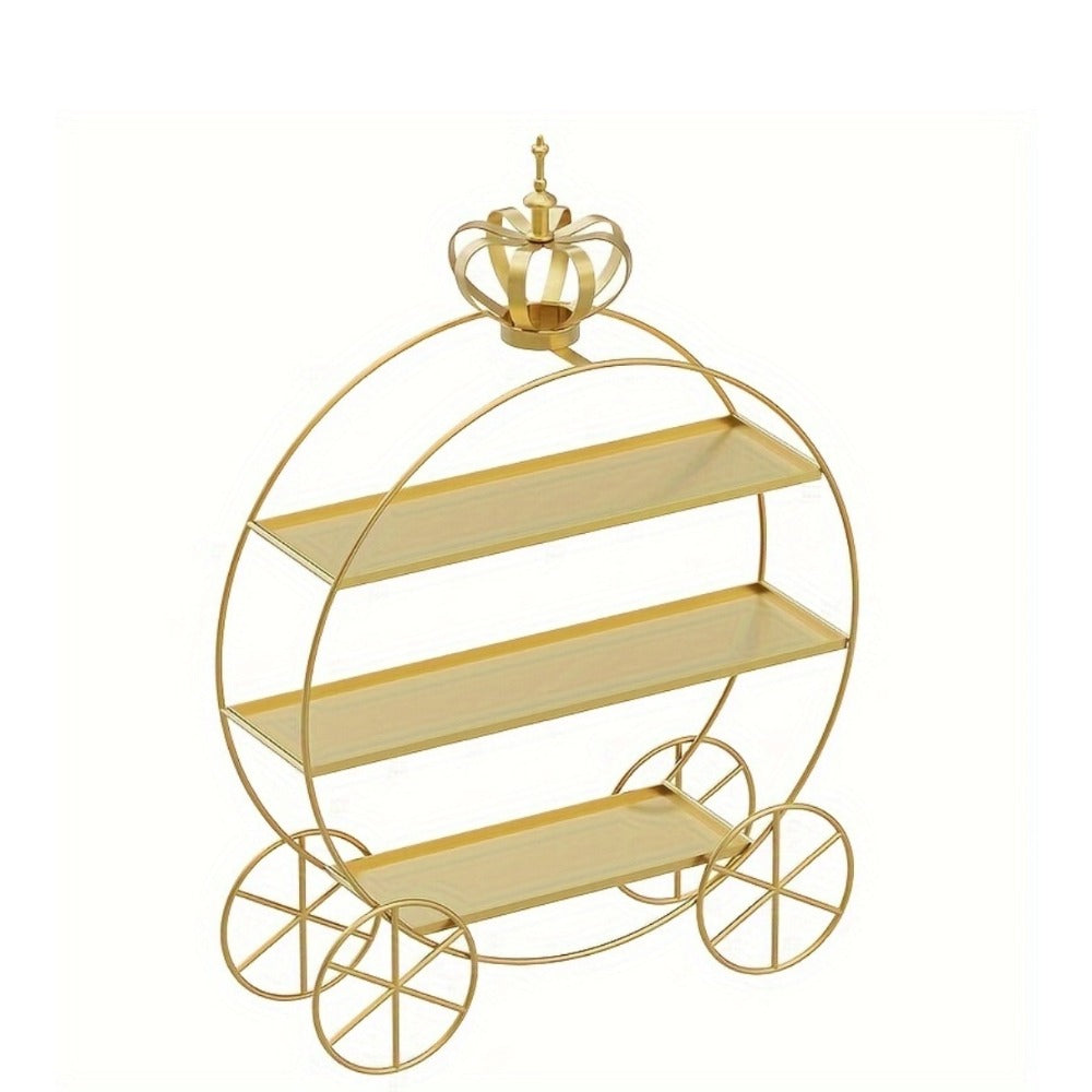 Cupcake Stand Gold Round Dessert Display Tower with Crown Handles for Entryways, Bedrooms and Living Spaces