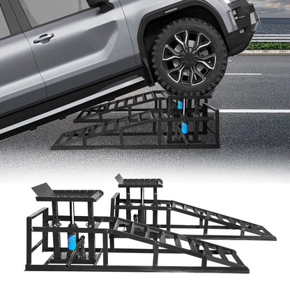 Hydraulic Car Ramps 2-Pack 5T High Lift Vehicle Wheel Ramps for Oil Change Tire Service for Entryways, Bedrooms and Living Spaces