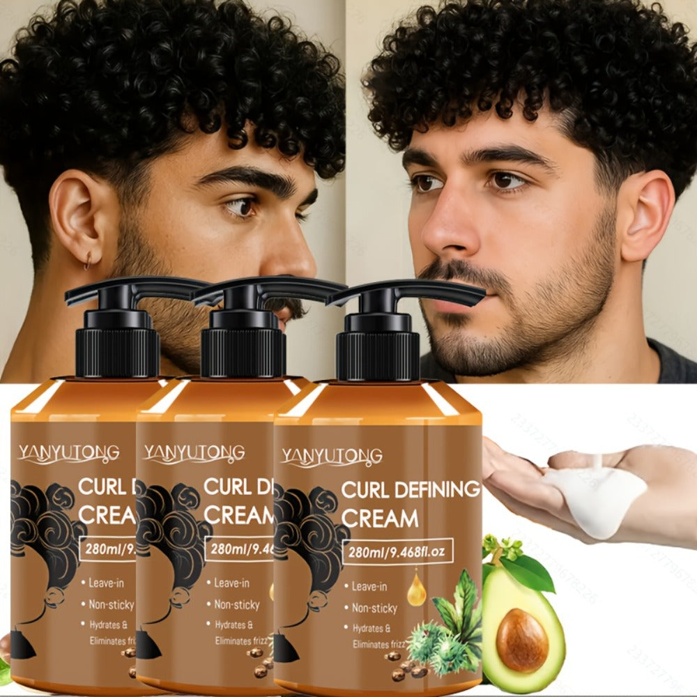 Curl Setting Cream with Castor Oil 280ml – Moisturizing Long-Lasting Curl Definition & Frizz Control, Non-Greasy Lightweight Formula
