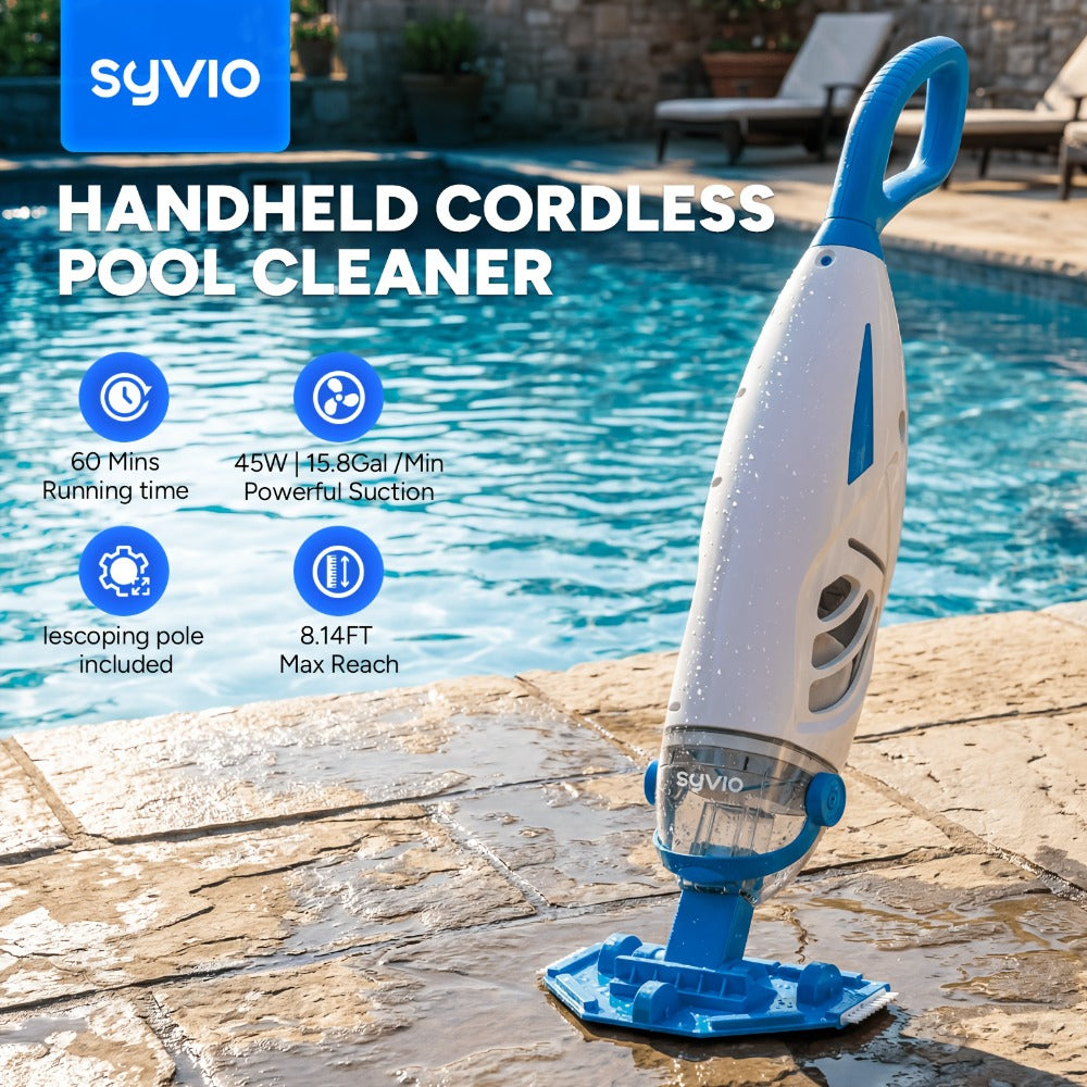 Cordless Pool Vacuum Cleaner with Telescopic Pole, 15.8 GPM Powerful Suction, 60-Min Runtime