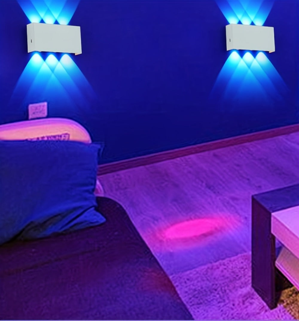 RGB Wall Light 2 Pack Battery Powered - Seven Color Gradient Dimming Night Light with Touch Switch