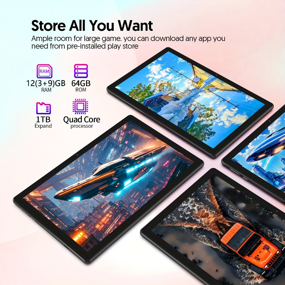 Android Tablet 10-Inch 2-in-1 with Android 15, 12GB Total RAM, 64GB Internal Storage and Keyboard Case