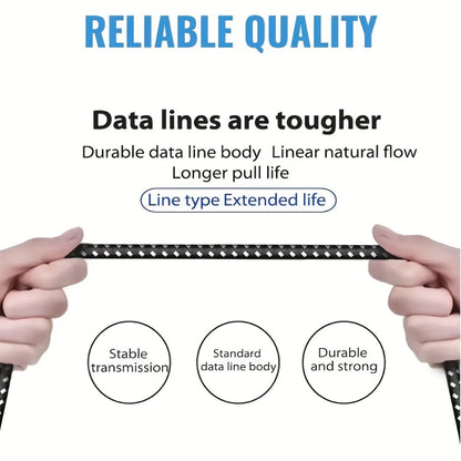 Five-Pack Braided USB-A to USB-C Charging Cables in 3.3, 6.6 and 10 ft Lengths, Black and White