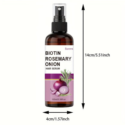 Biotin Rosemary & Onion Oil Hair Growth Serum Spray 100ml – Leave-In Treatment for Damaged Brittle Hair, Reduces Breakage & Frizz