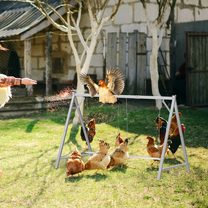 Chicken Swing Coop Toy Metal Perch for Backyard Hens Roosters Parrots Rabbits Promotes Exercise Balance for Garden, Patio and Yard Use