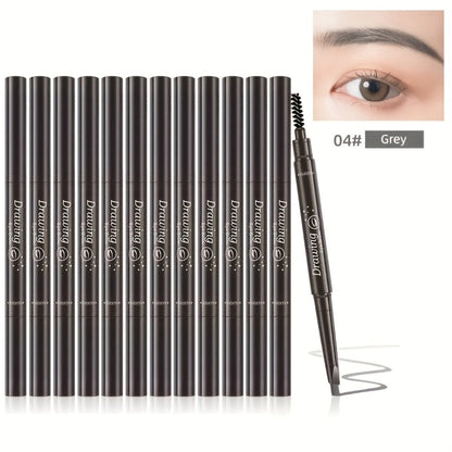 Eyebrow Pencil 12-Pack Double-Ended Waterproof – Automatic Twist-Up Brow Pencil with Spoolie Brush, 4 Natural Shades