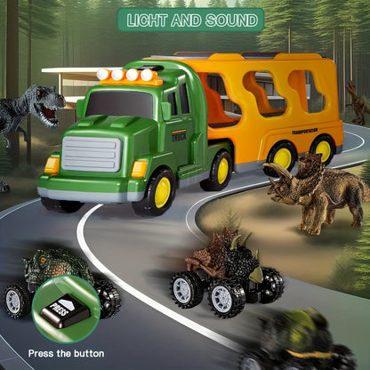 Dinosaur Transport Truck Toy Set with Lights & Sounds with the Listed Color, Size or Set Options for Everyday Use