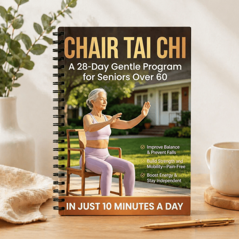 Chair Tai Chi Book for Seniors Over 60 – 28-Day Gentle Daily Program, Spiral-Bound Seated Exercise Guide for Balance Training
