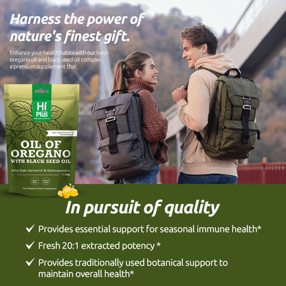 Oregano Oil Black Seed Oil Softgels 2-in-1 Immune Support, 4x Strength Carvacrol 200mg Thymoquinone