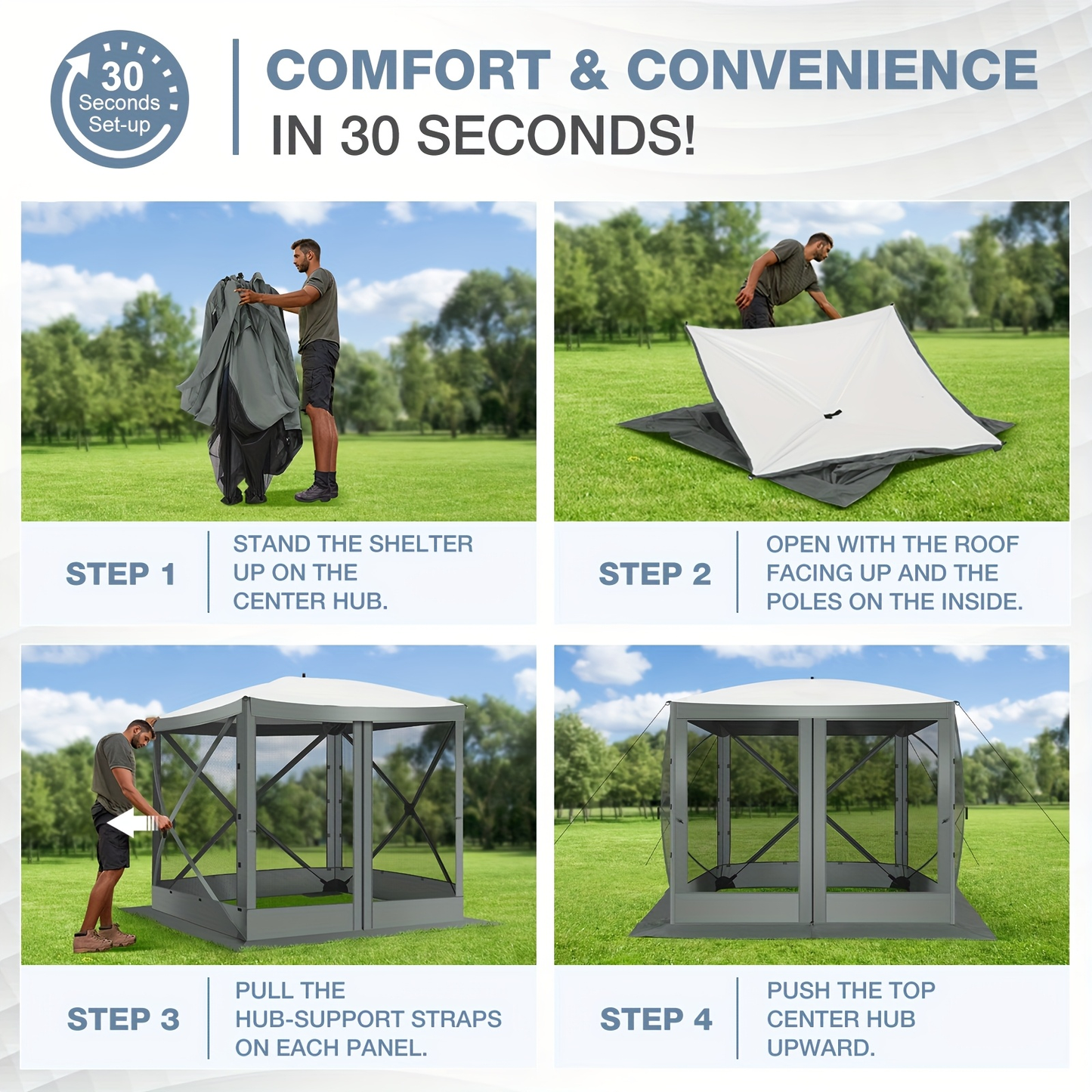 Pop Up Gazebo 8x8ft Mesh Screen Tent Portable Camping Garden Picnic for Garden, Patio and Yard Use