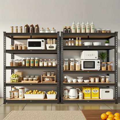 Shelving Unit 5-Tier Metal Storage Shelves, 60"H x 28"W x 12"D Adjustable Steel Rack for Garage, Closet