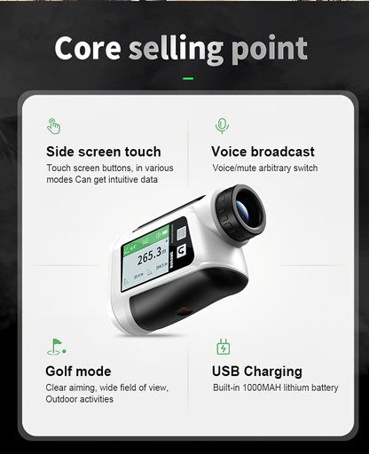 Laser Rangefinder 1000m for Golf & Hunting – Slope Compensation, Flag Lock Vibration, 6x Magnification, USB Rechargeable