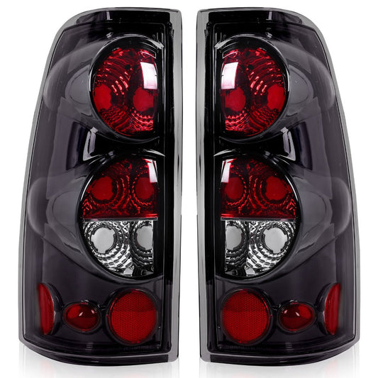 Tail Lights for Chevy Silverado 1500 2500 3500 1999-2006 & GMC Sierra 1999-2003 – Direct Replacement Pair | Black Housing | Smoked Gray