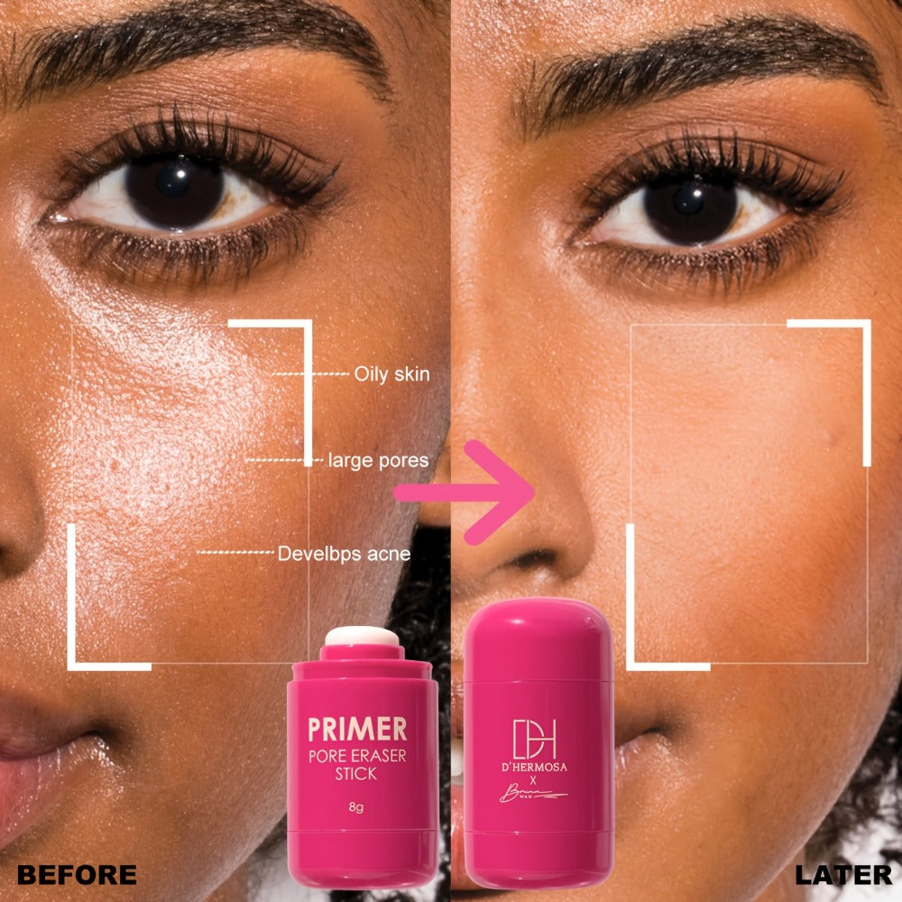 Pore Minimizer Face Primer Stick 2pcs Oil Control Matte Finish Makeup Base, for Makeup, Travel and Everyday Vanity Use