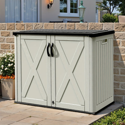 Resin Deck Box Lockable Outdoor Storage, for Garden, Patio and Yard Use, with the Listed Configuration