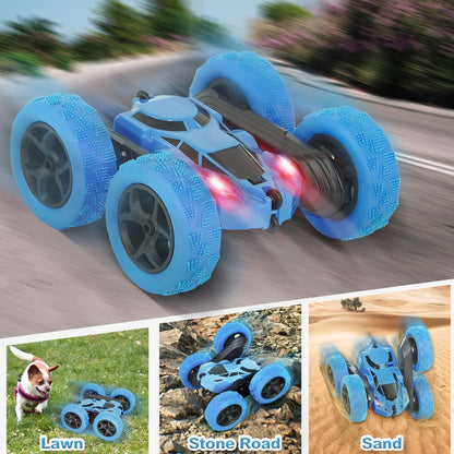 Remote Control Car, Double-Sided 360-Degree Flip Stunt Model with LEDs, 2.4GHz Control and 1400mAh Battery