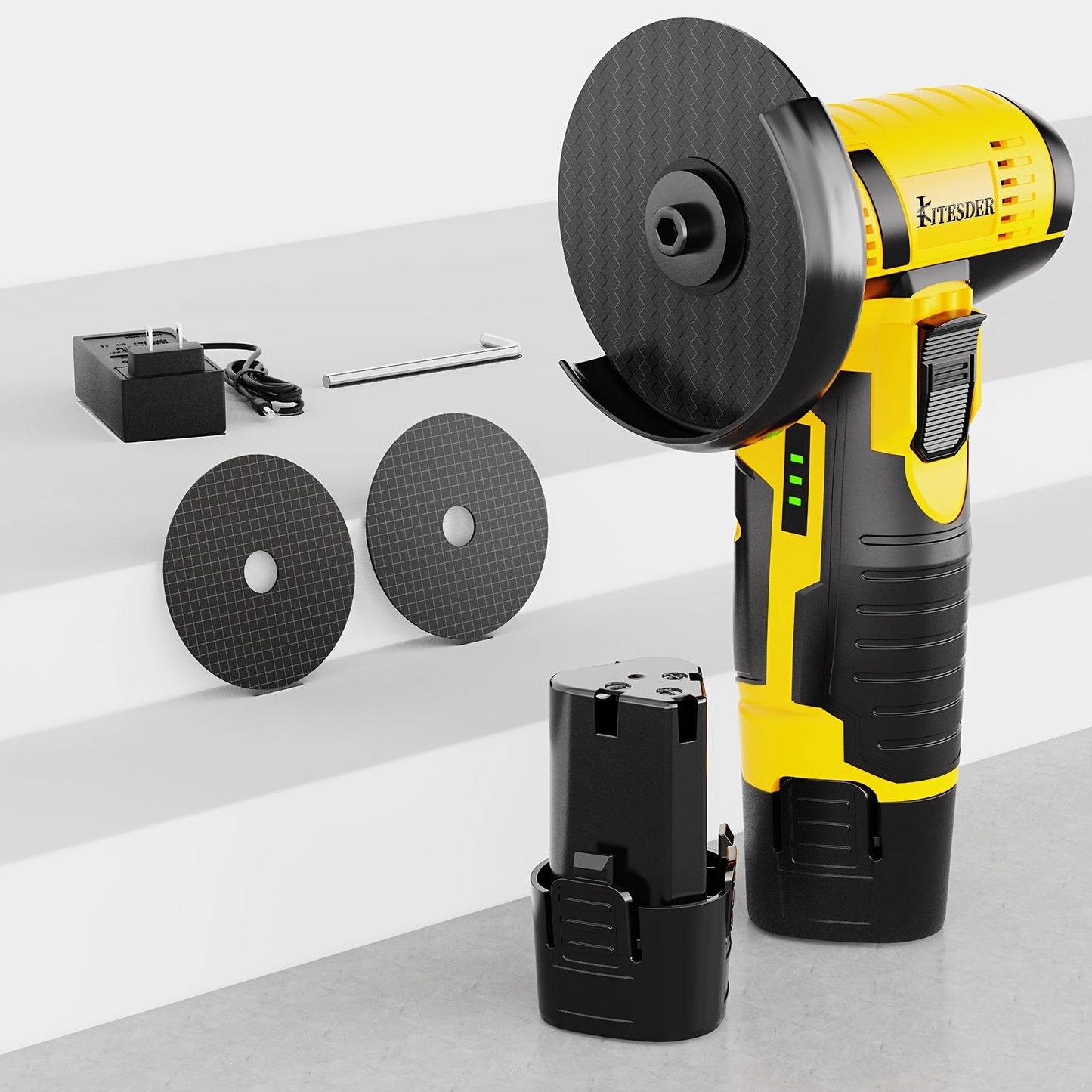 12V Cordless Angle Grinder - 19500 RPM Electric Sander & Polisher for Metal, Wood & Home, Multi-Function Grinding Tool