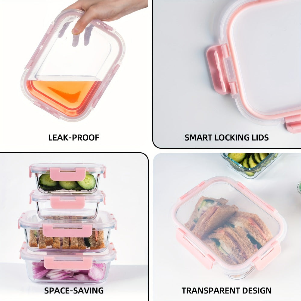 Glass Food Storage Containers with Airtight Lids – Borosilicate Glass Meal Prep Containers Set, Microwave Dishwasher Freezer Safe