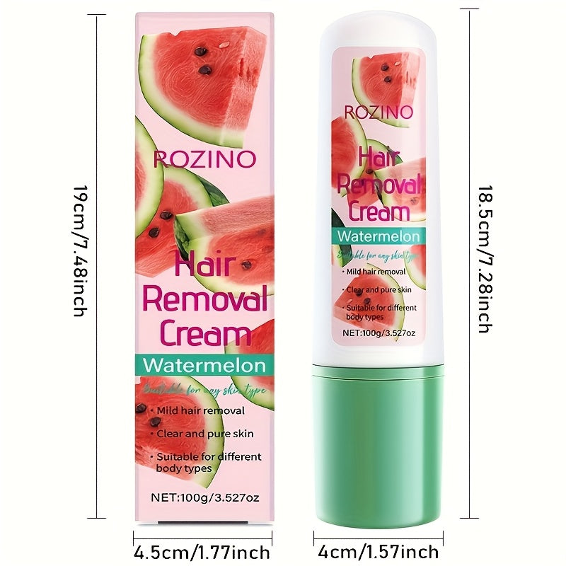 Hair Removal Cream ROZINO 100g Watermelon Roll-On Bottle with Carton for External Body Grooming