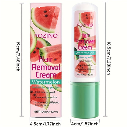 Hair Removal Cream ROZINO 100g Watermelon Roll-On Bottle with Carton for External Body Grooming