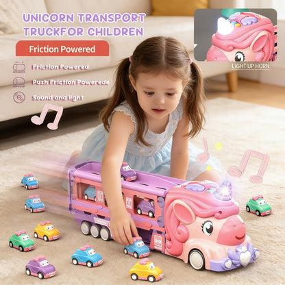 Pink Unicorn Monster Truck Track Set with 8 Princess Cars, Lights & Sounds with the Listed Color, Size or Set Options for Everyday Use