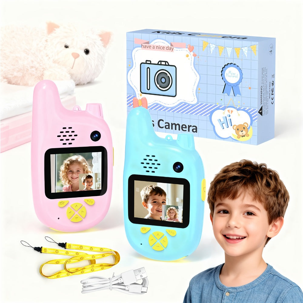 Kids Video Walkie Talkies 2 Pack with Video Call, Voice Changer & Dual Camera, Long Range Outdoor Toy