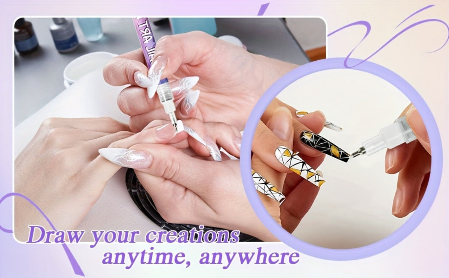 Nail Art Pens 12 Colors Quick Dry 3D Graffiti & Detail Brush Set – Ultra-Fine Precision Drawing Pen Kit for DIY Nail Design
