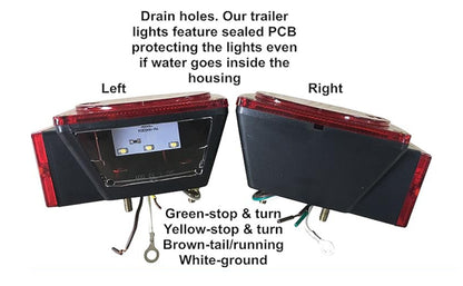 12V LED Trailer Tail Lights Kit – Stop, Turn Signal, Brake & License Plate Light for Trailers Under 80" – Boat, RV, Camper, Truck