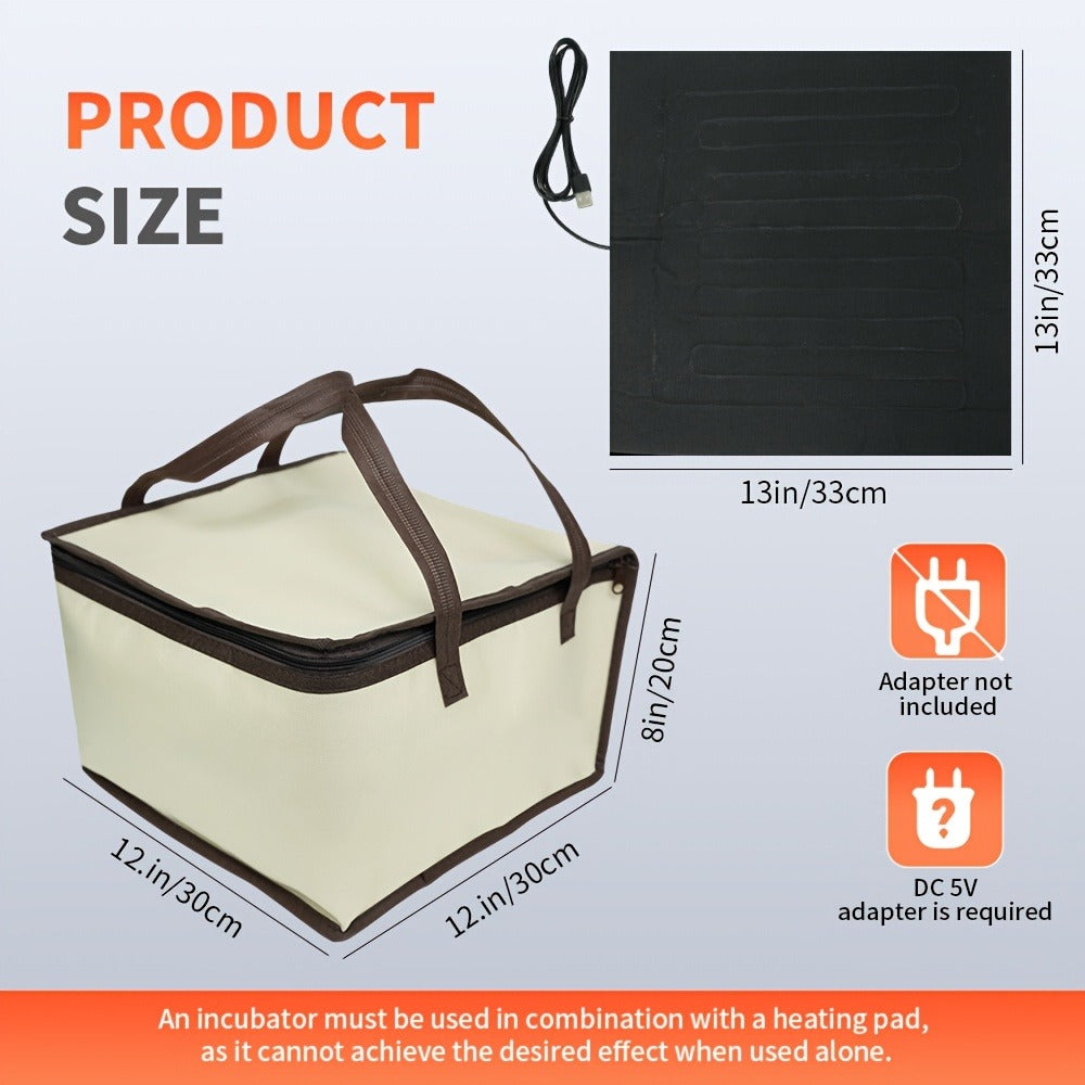Bread Proofing Box USB Powered Foldable Dough Fermenter with Carry Bag - Zippered Portable Proofing Container for Pizza Dough