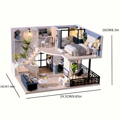 Double Story Wooden Cottage 3D Puzzle Model Kit with Furniture & Tools with the Listed Color, Size or Set Options for Everyday Use