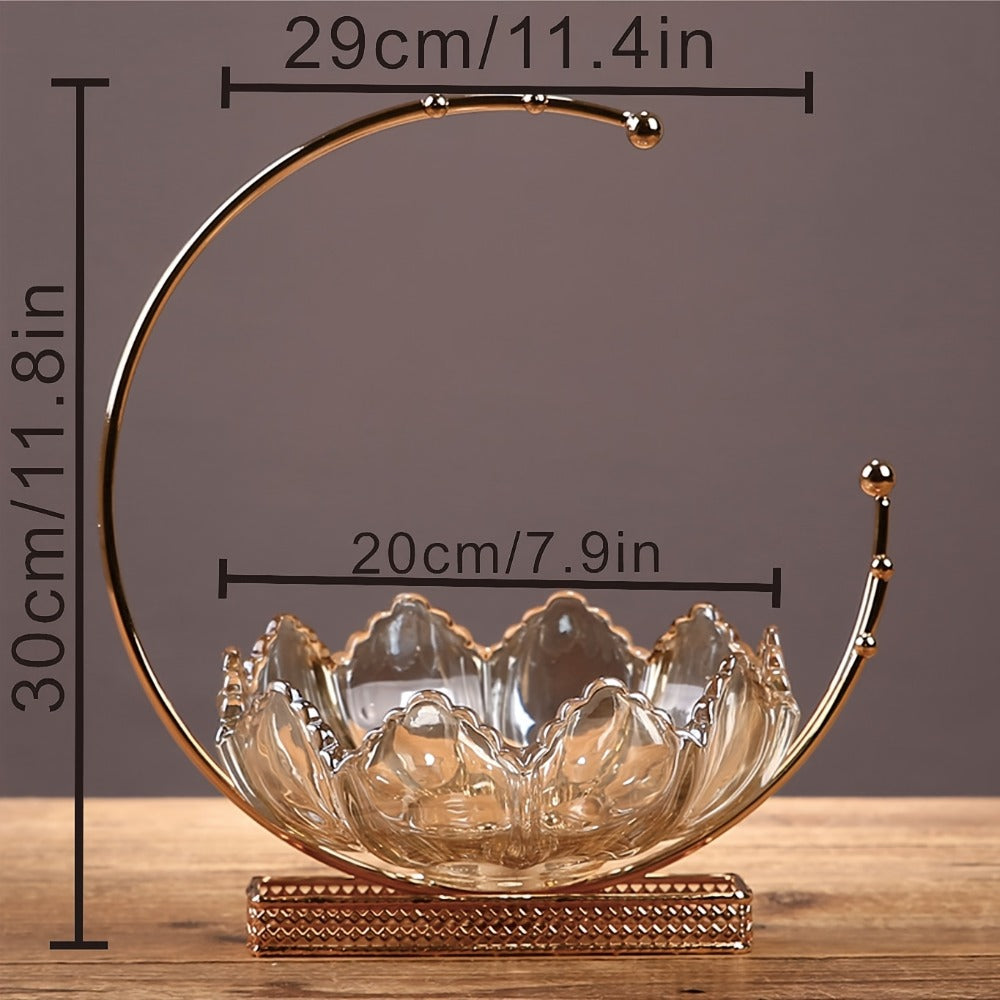 Glass Fruit Bowl Decorative Serving Tray – Modern Minimalist Centerpiece for Living Room, Dining & Kitchen | European Luxury Style Home